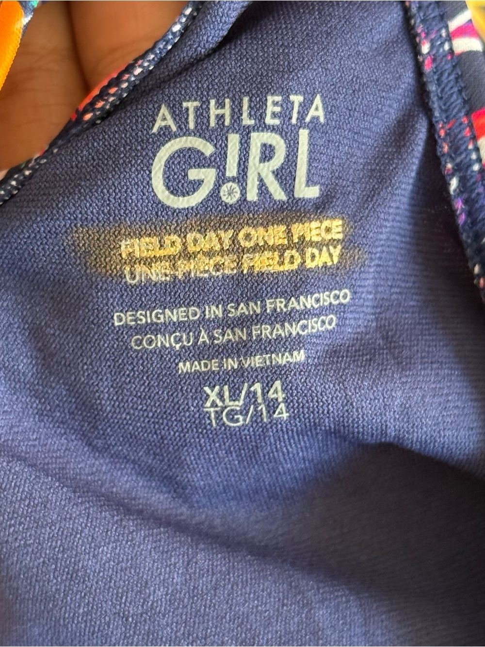 Athleta Girl Field Day One Piece Swimsuit Multicolor Swirl Print Kids XL Size 14 - Picture 3 of 8